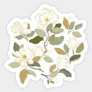 White magnolia flowers Sticker